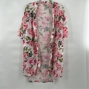 Show Me Your MuMu floral robe green pink white size S Floral Kimono Cardigan